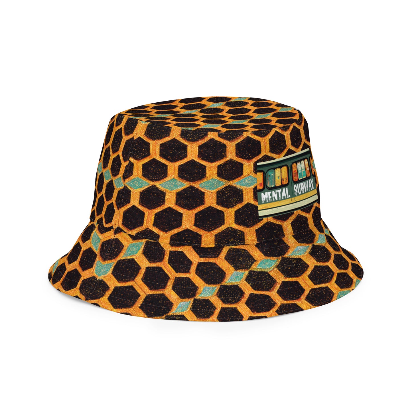 Teal and Gold Bee Bungalow Reversible bucket hat