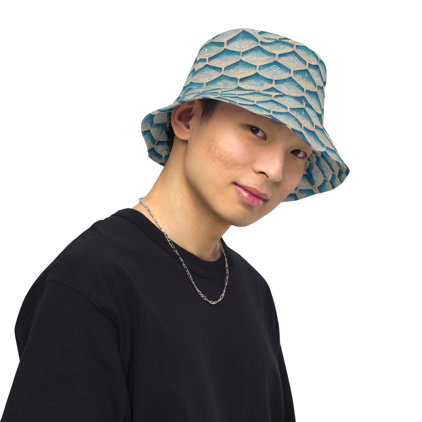 Seafoam Scales Reversible bucket hat