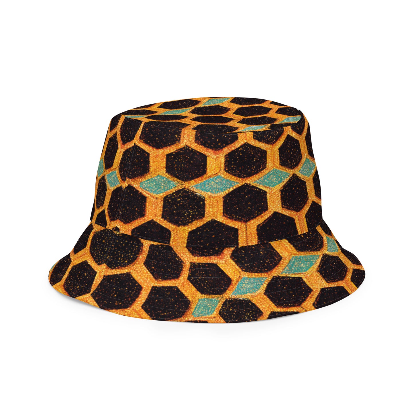 Teal and Gold Bee Bungalow Reversible bucket hat