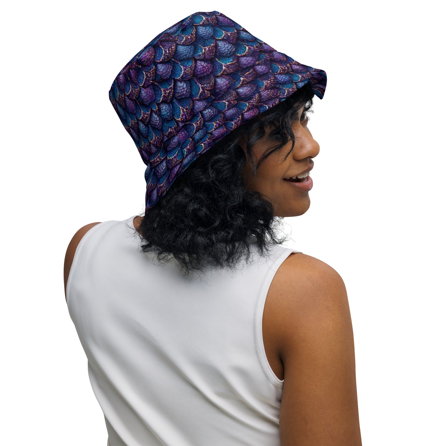 Luminosa, the Radiant Amethyst Drakon Reversible bucket hat