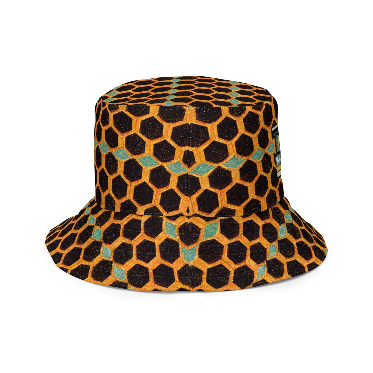 Teal and Gold Bee Bungalow Reversible bucket hat
