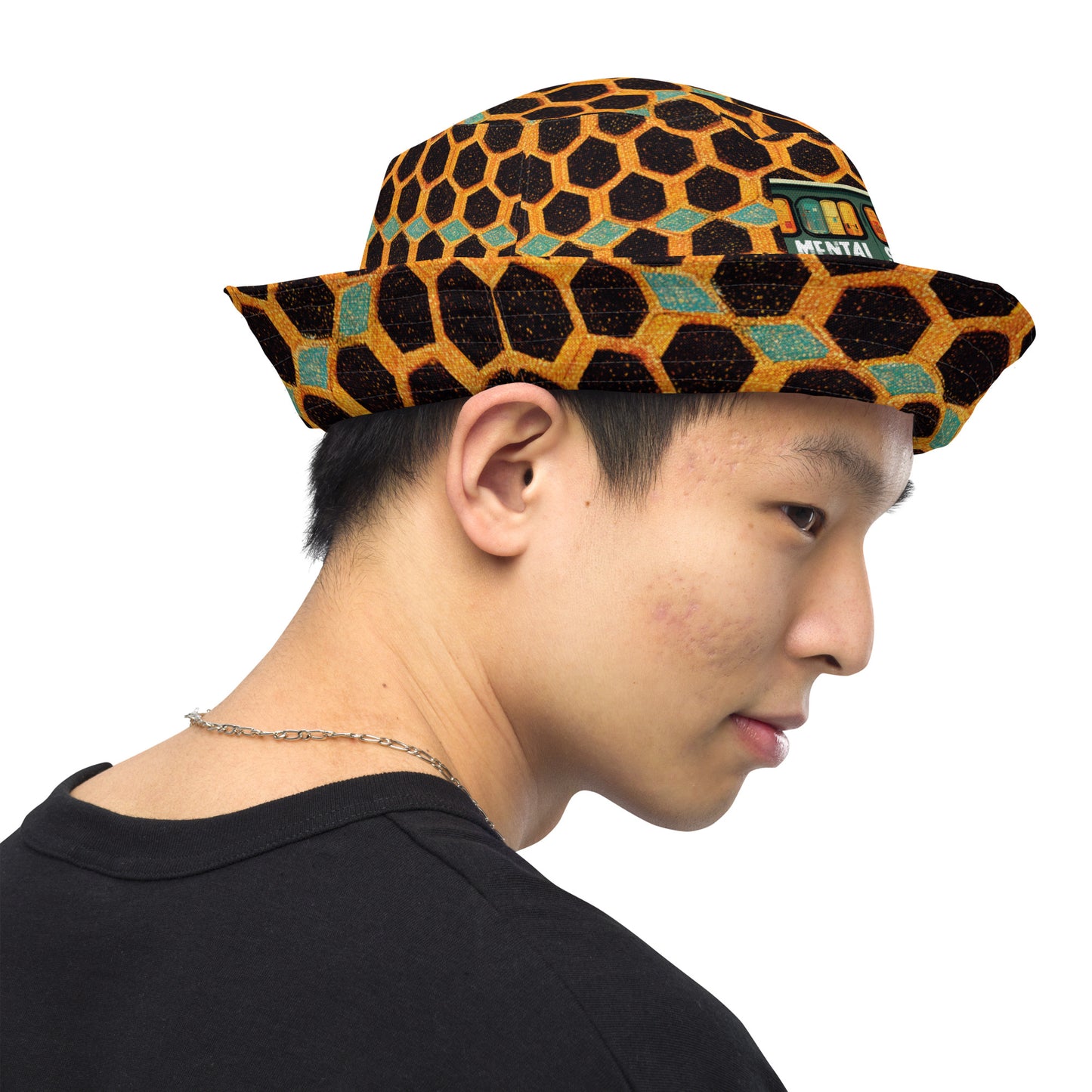 Teal and Gold Bee Bungalow Reversible bucket hat