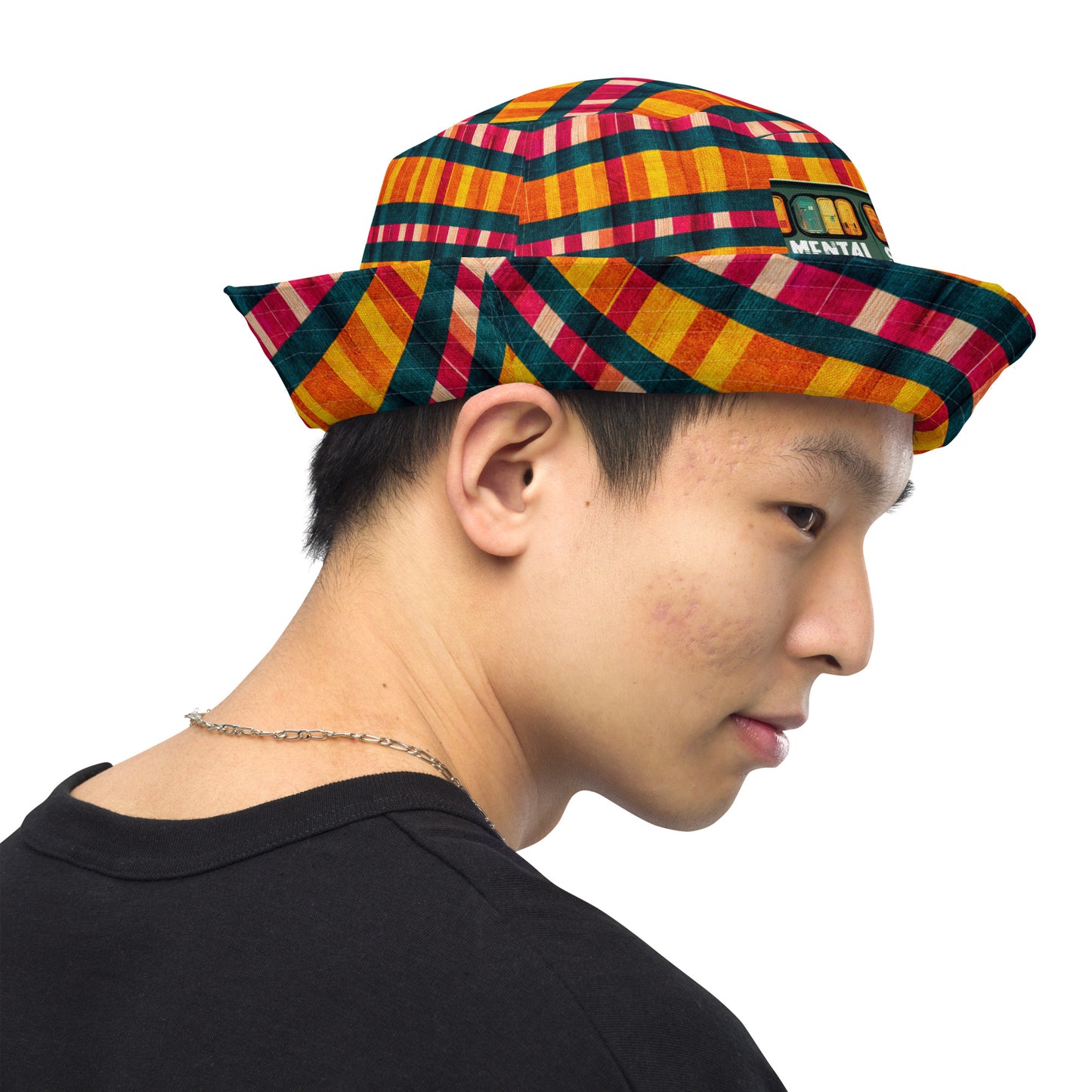 Tropical Fiesta Plaid Reversible bucket hat