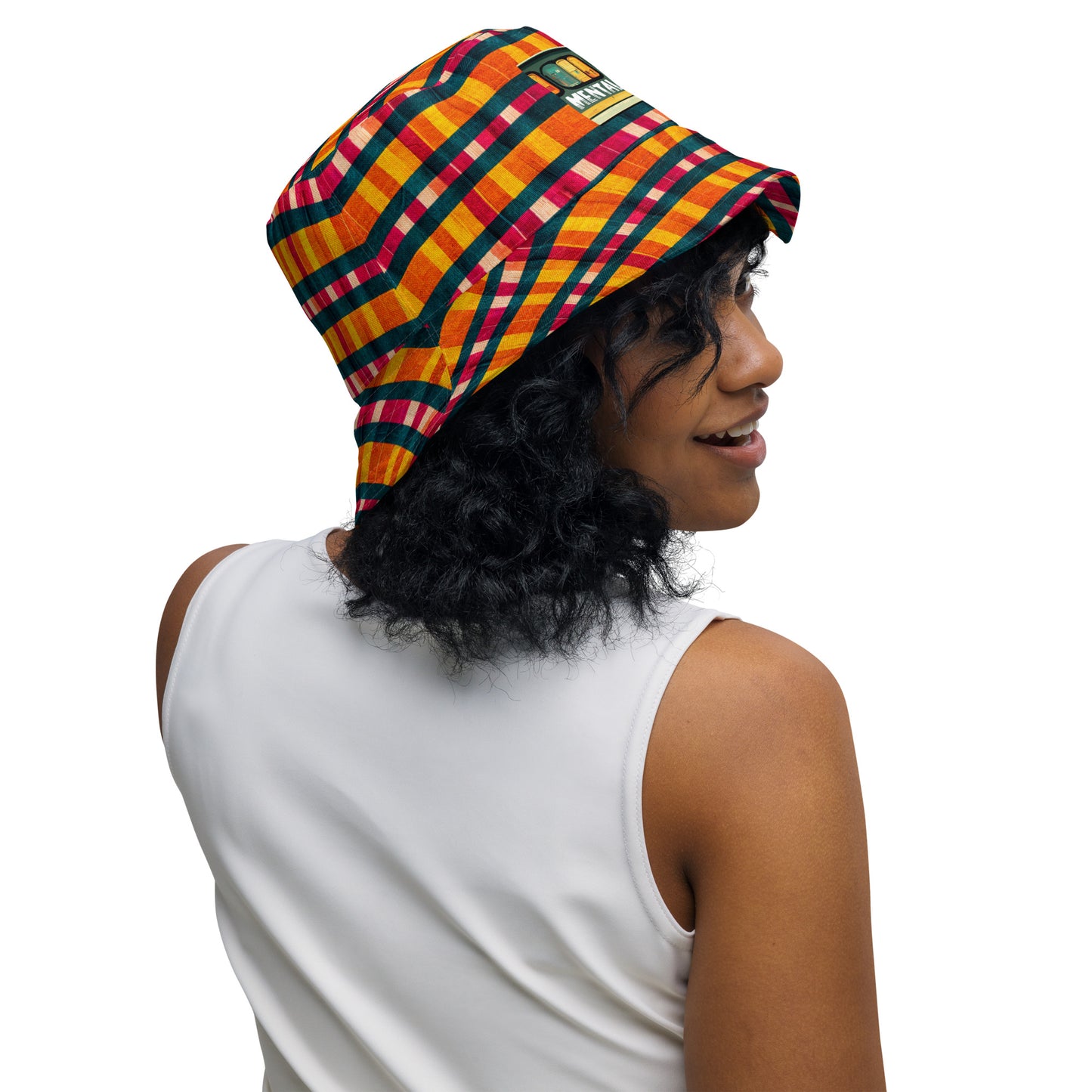 Tropical Fiesta Plaid Reversible bucket hat