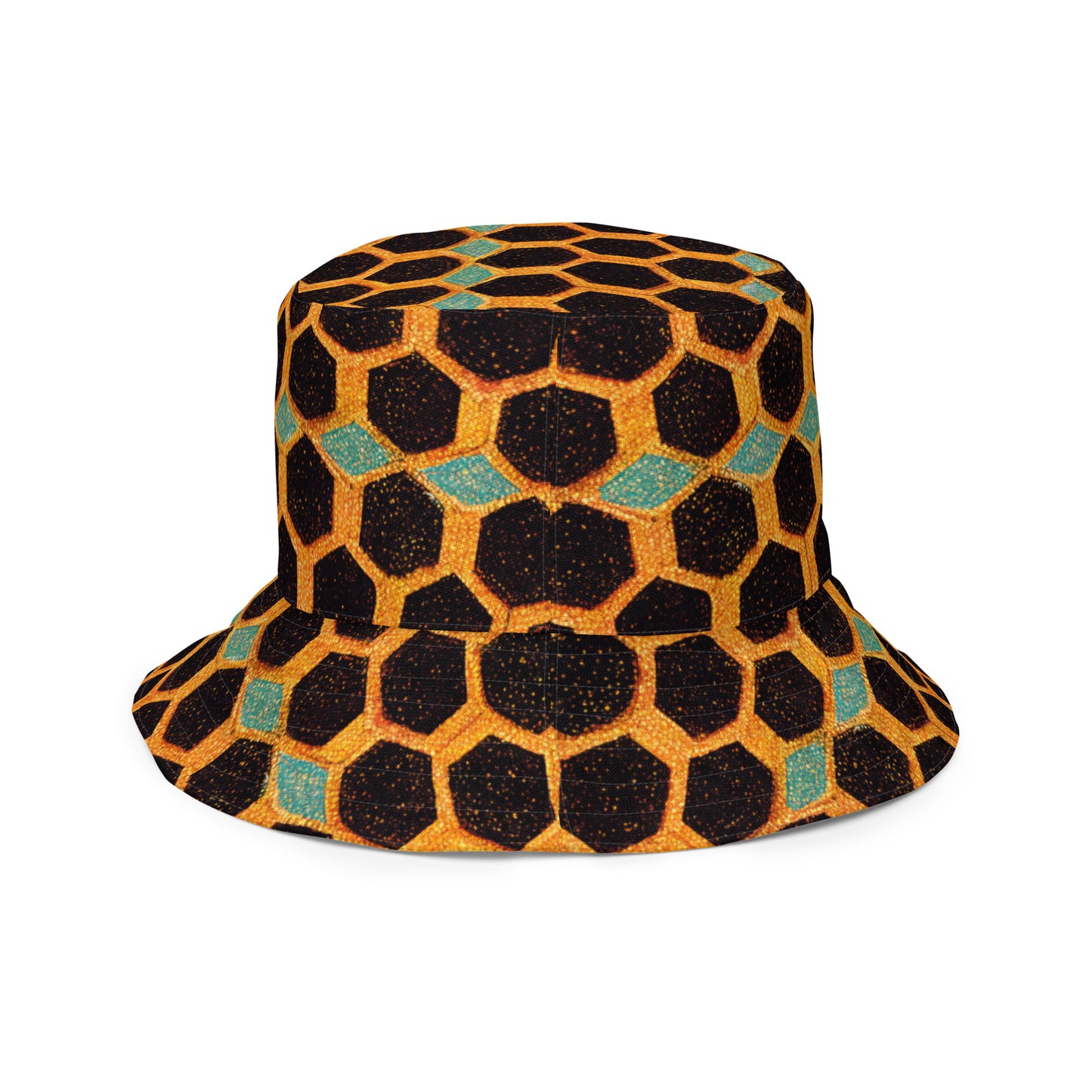 Teal and Gold Bee Bungalow Reversible bucket hat