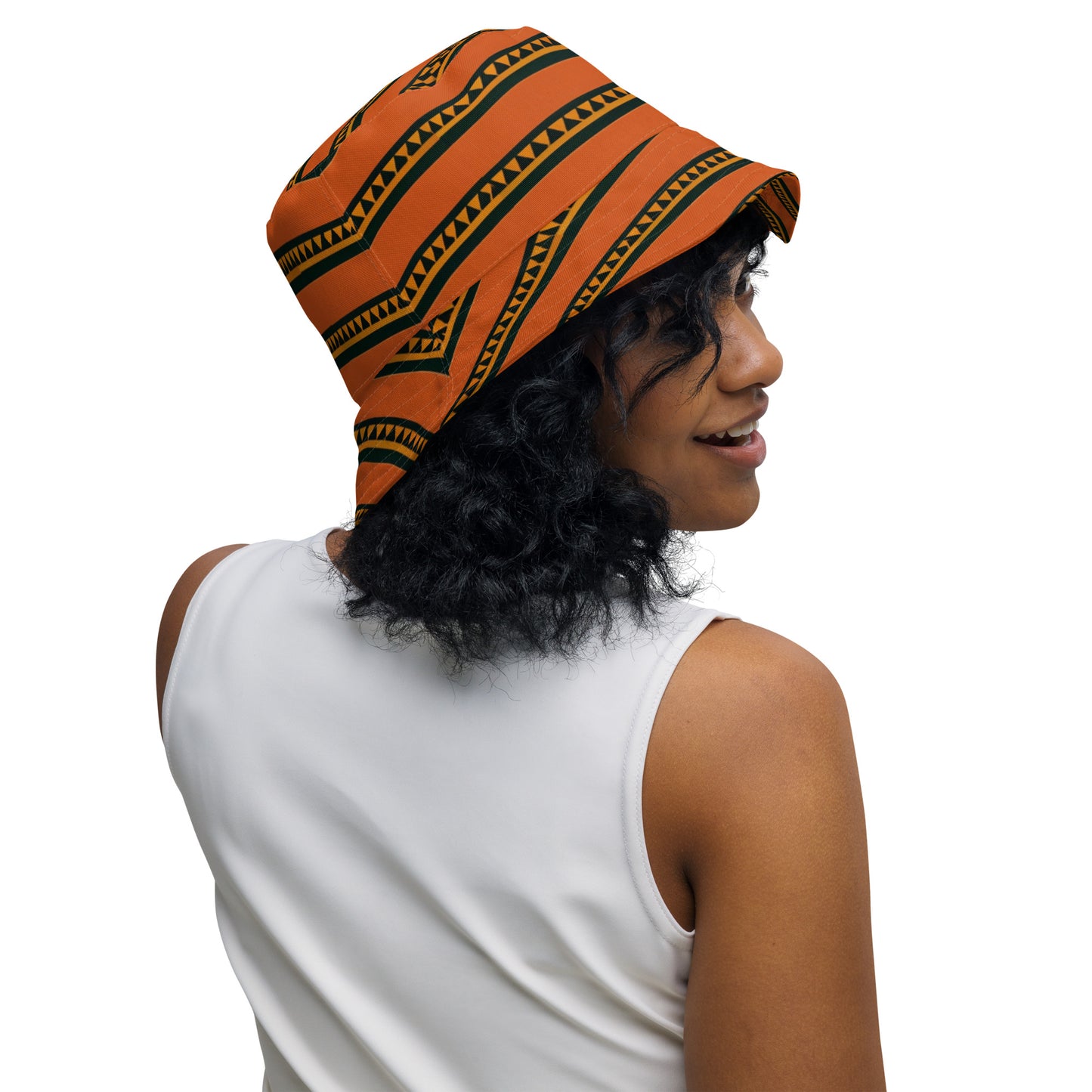 Timbuktu Tangerine Tapestry Reversible bucket hat
