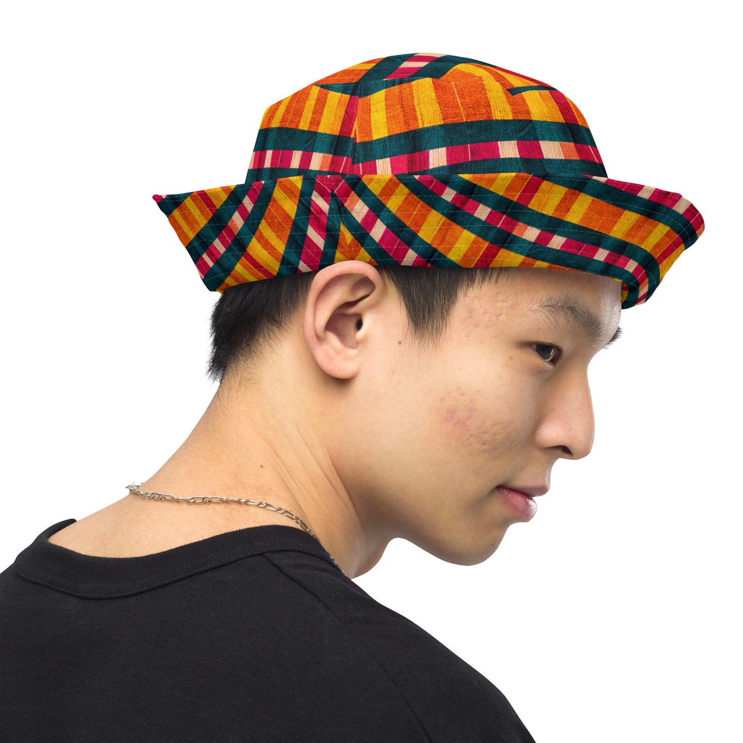 Tropical Fiesta Plaid Reversible bucket hat