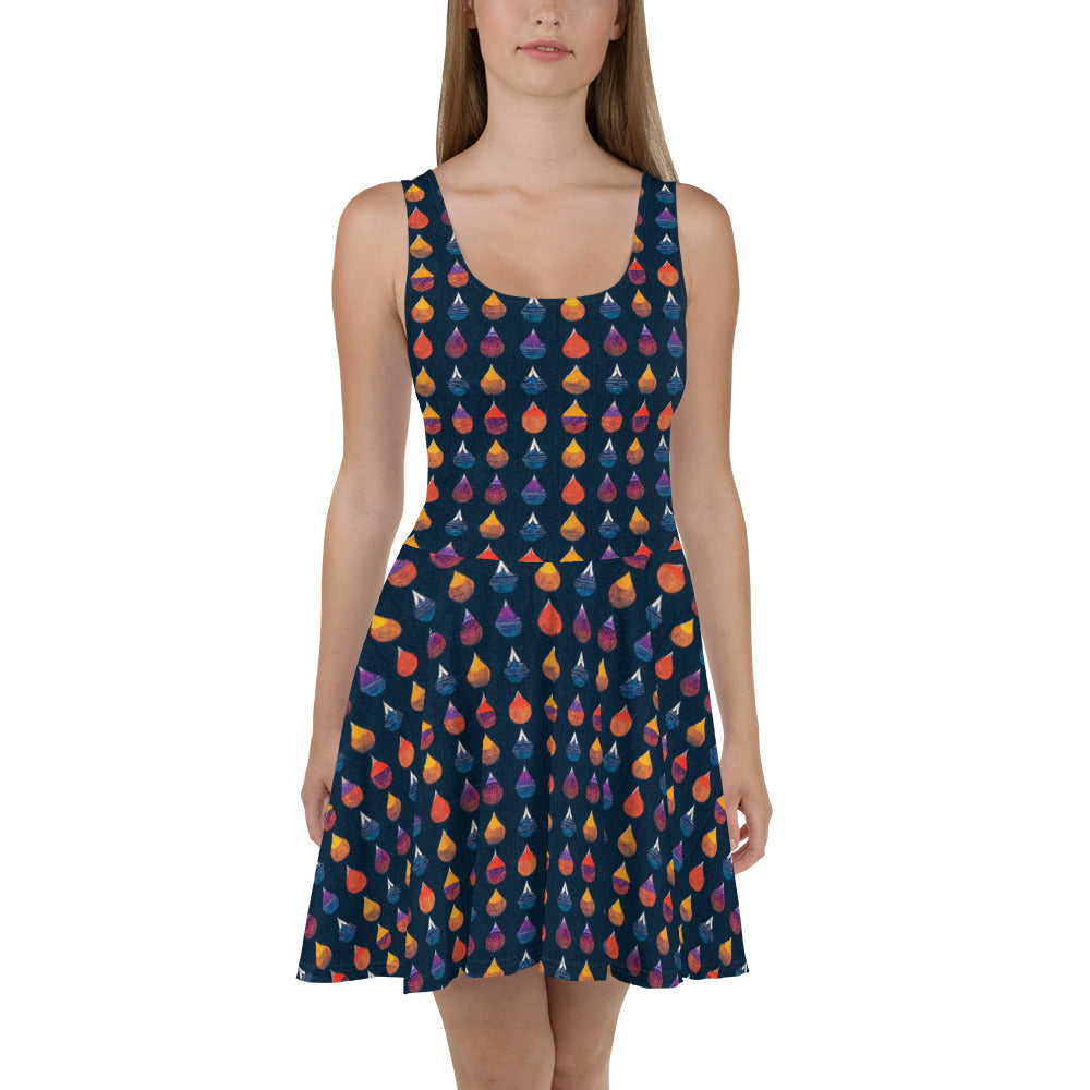 Prismatic Precipitation Skater Dress