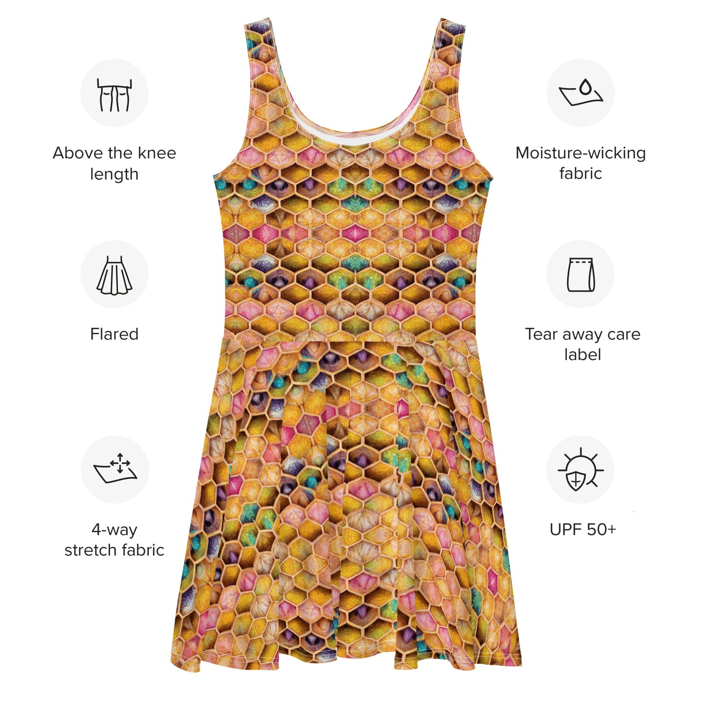 Rainbow Hive Radiance Skater Dress