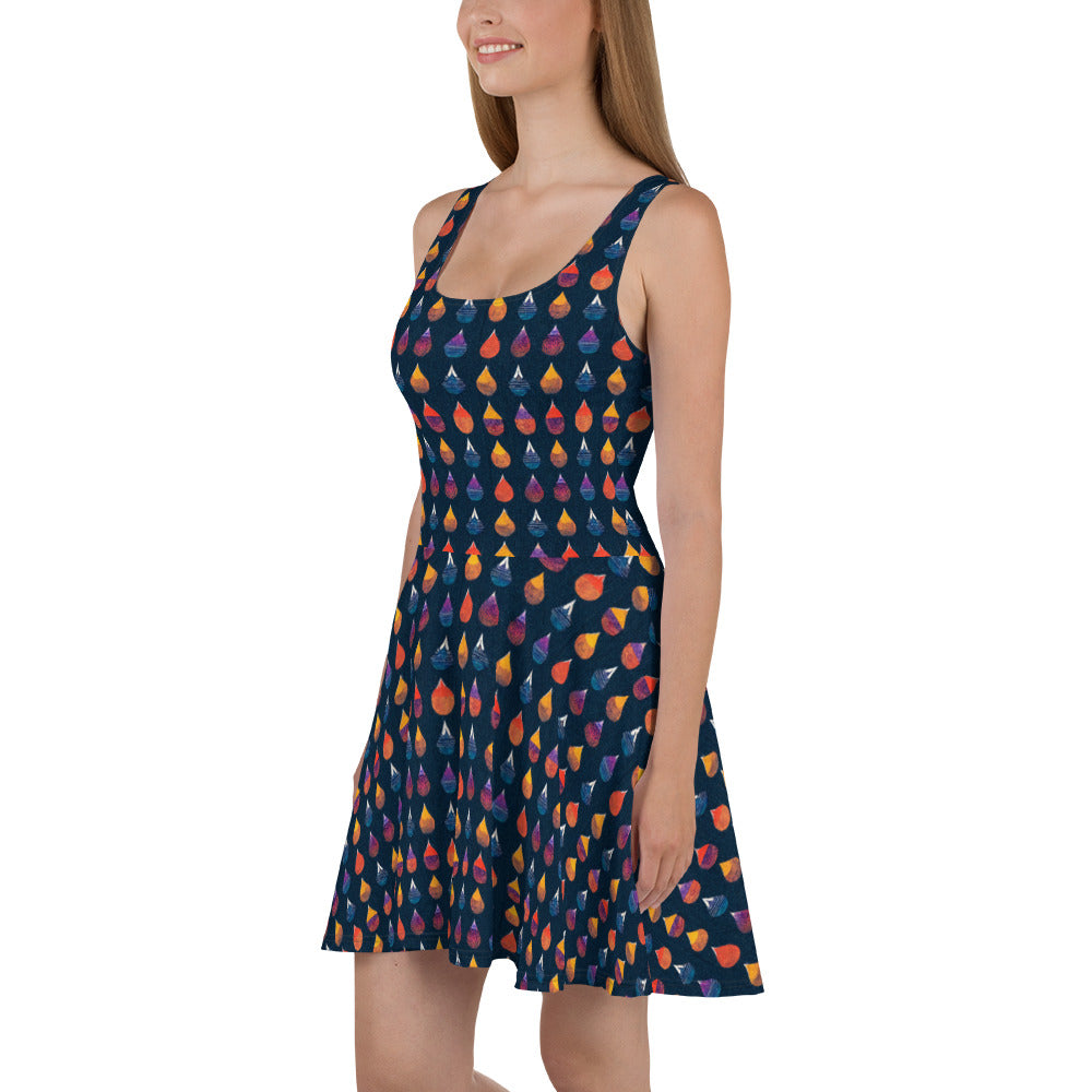 Prismatic Precipitation Skater Dress