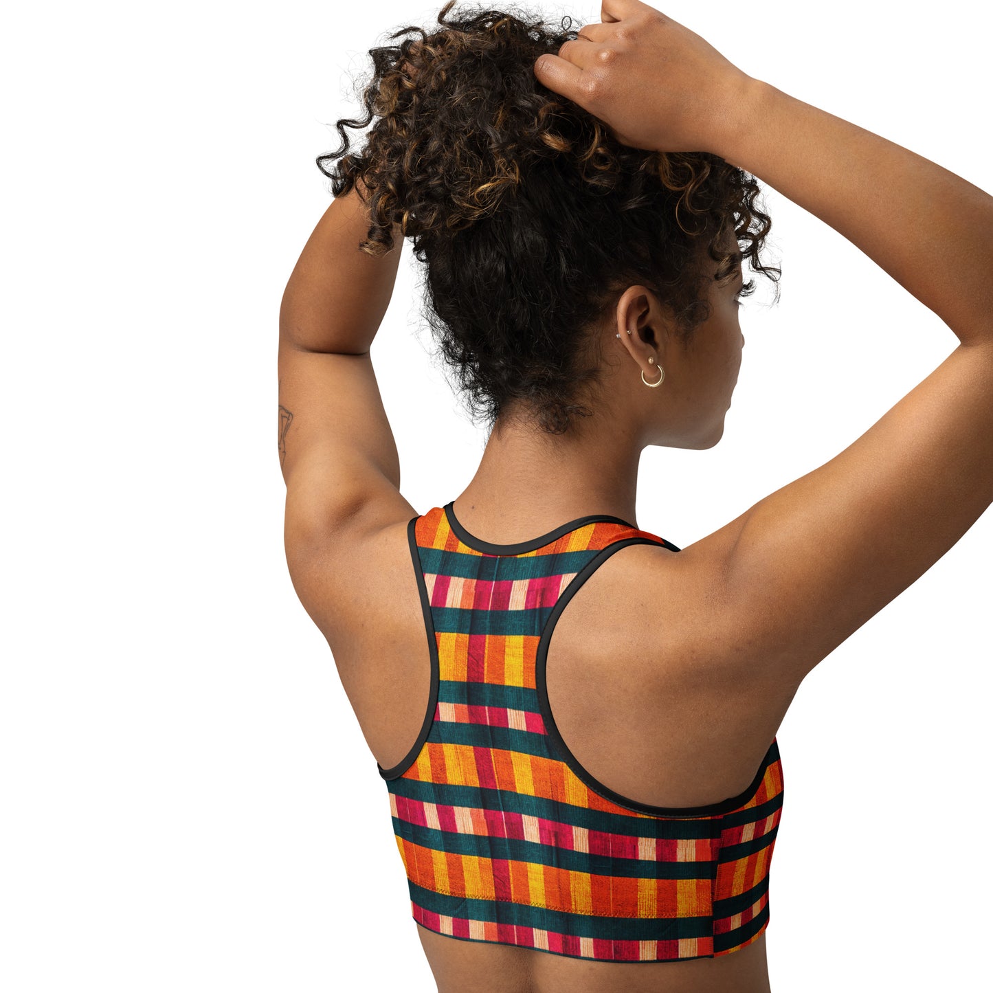 Tropical Fiesta Plaid Sports bra