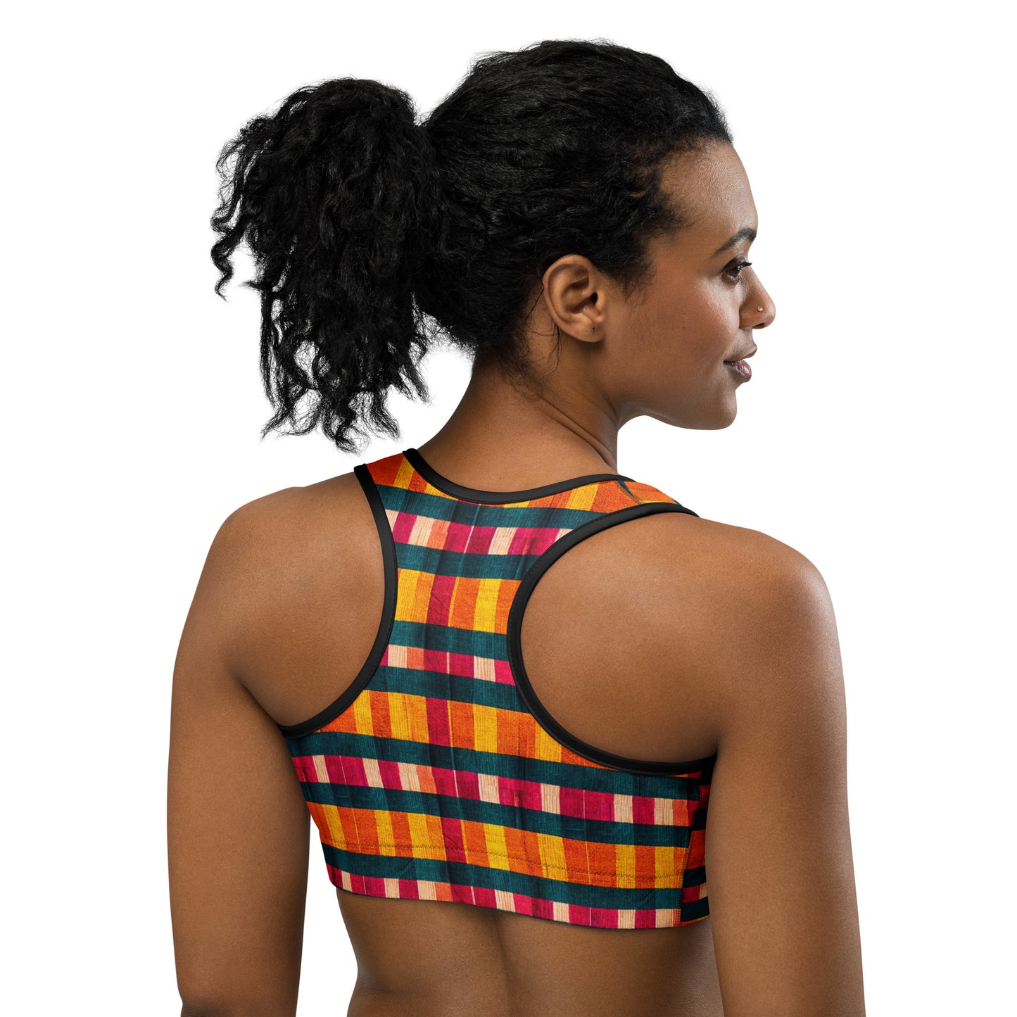 Tropical Fiesta Plaid Sports bra