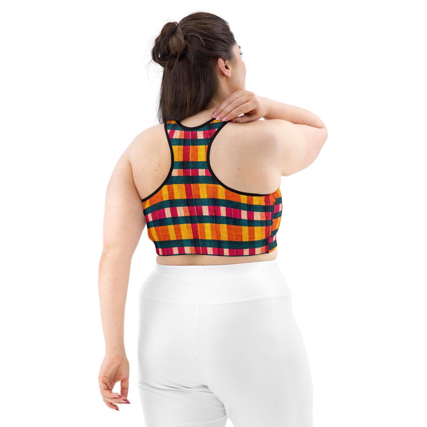 Tropical Fiesta Plaid Sports bra