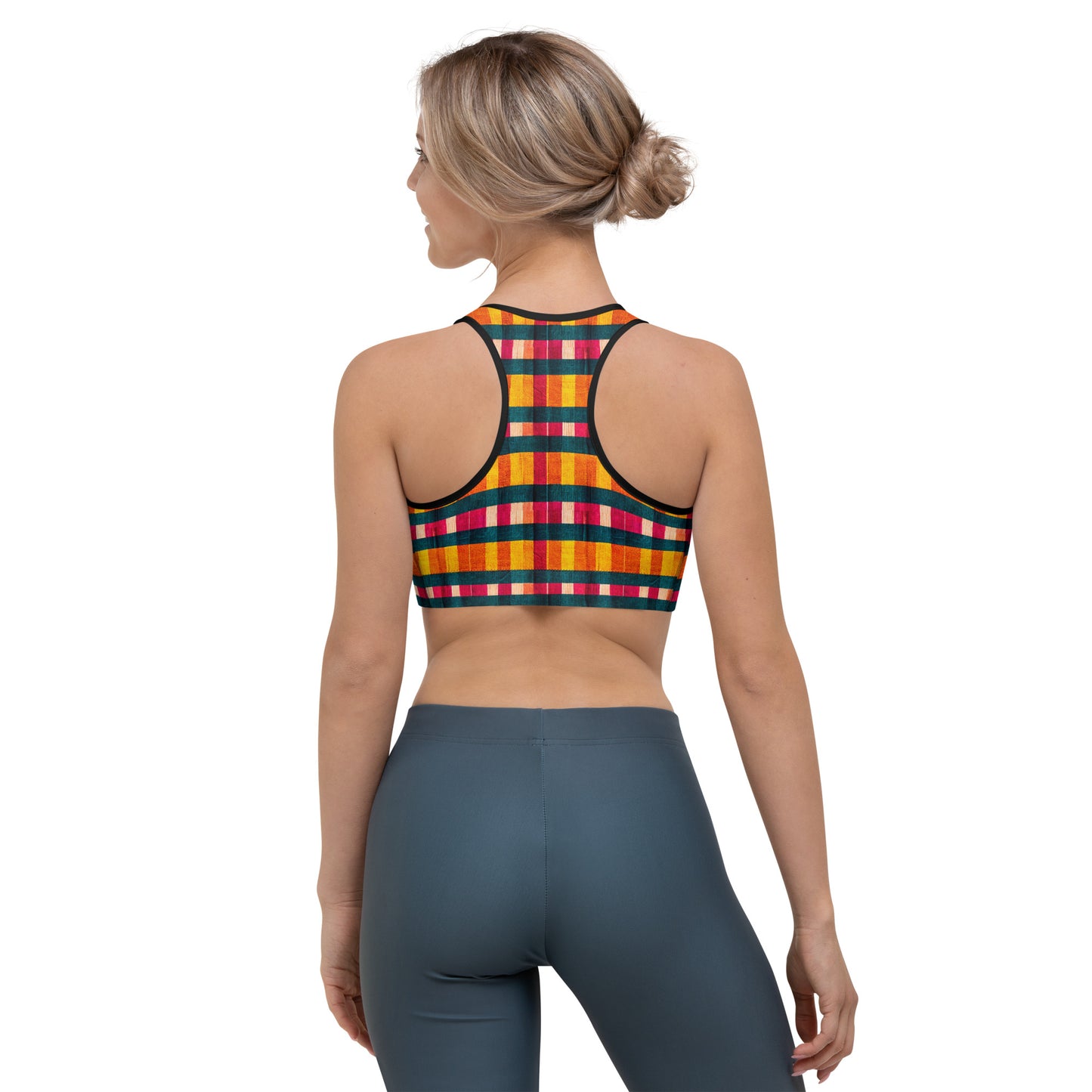 Tropical Fiesta Plaid Sports bra