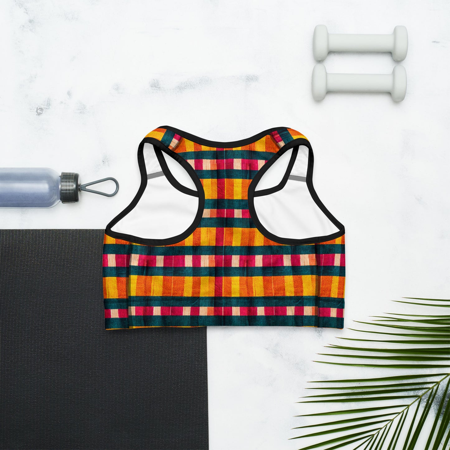 Tropical Fiesta Plaid Sports bra