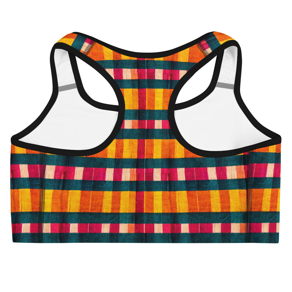 Tropical Fiesta Plaid Sports bra