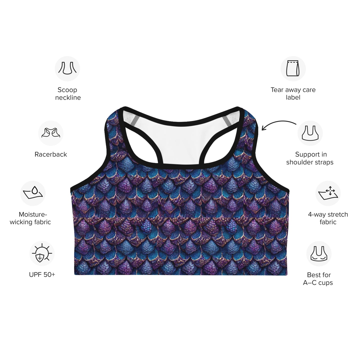 Luminosa, the Radiant Amethyst Drakon Sports bra