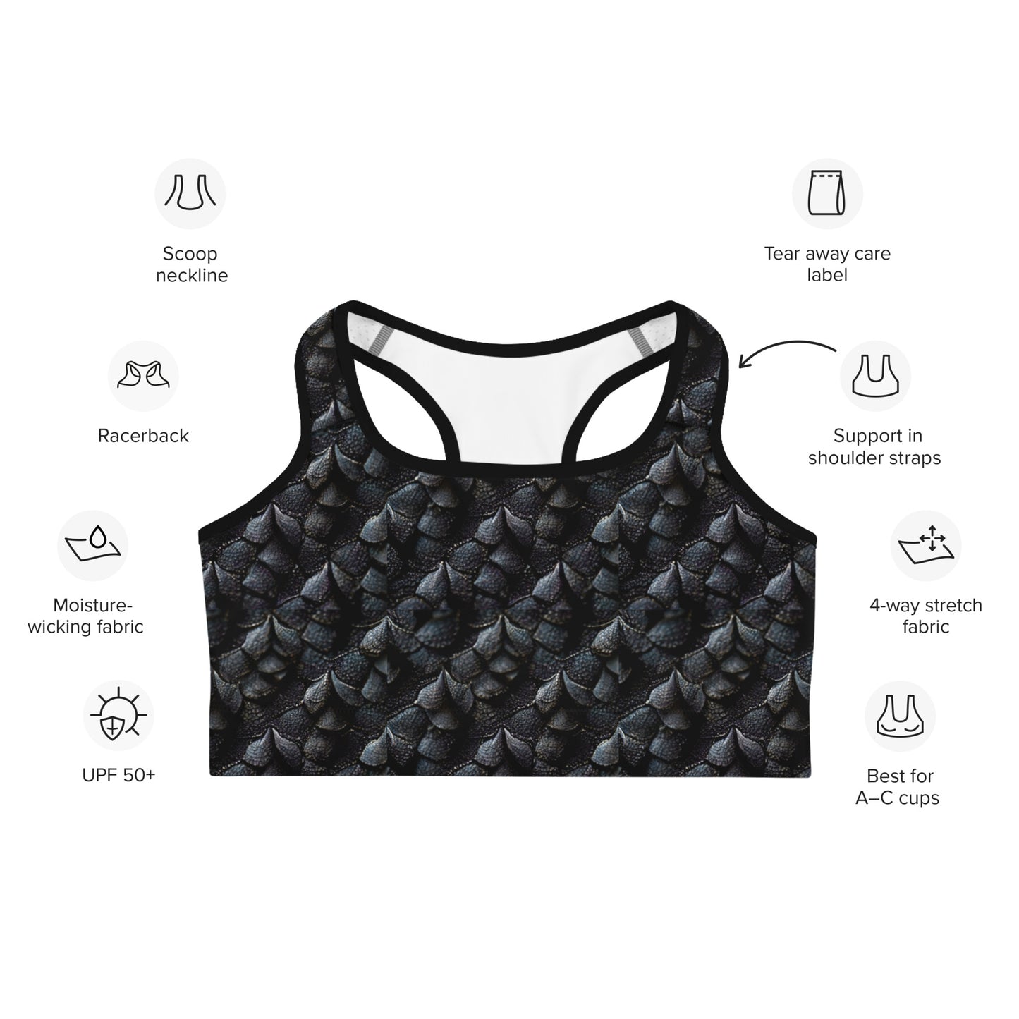 Onyxxor, the Cliff Sentinel Dragon Sports bra