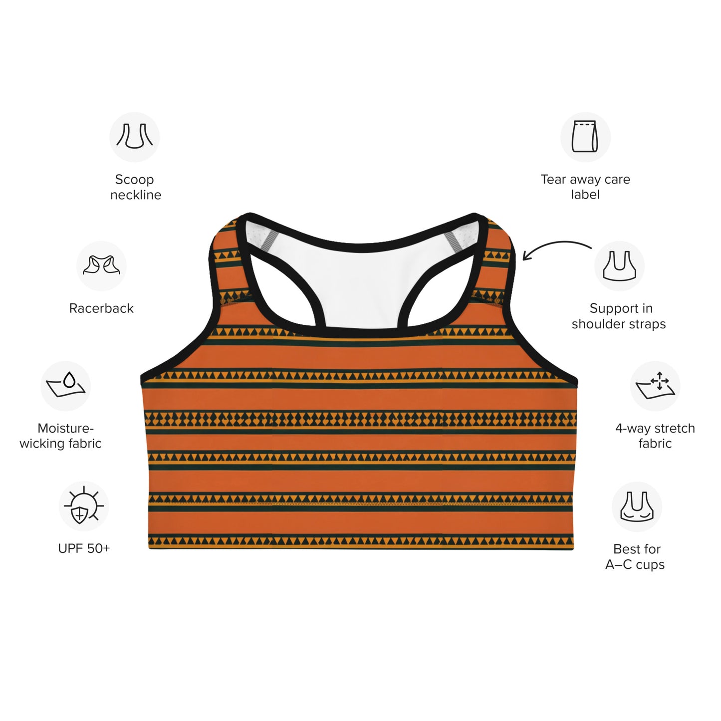 Timbuktu Tangerine Tapestry Sports bra