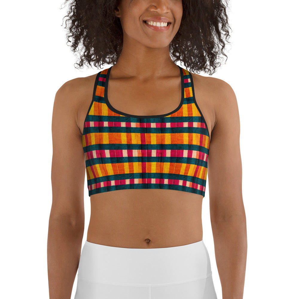 Tropical Fiesta Plaid Sports bra