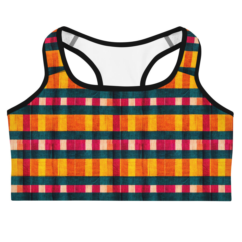 Tropical Fiesta Plaid Sports bra