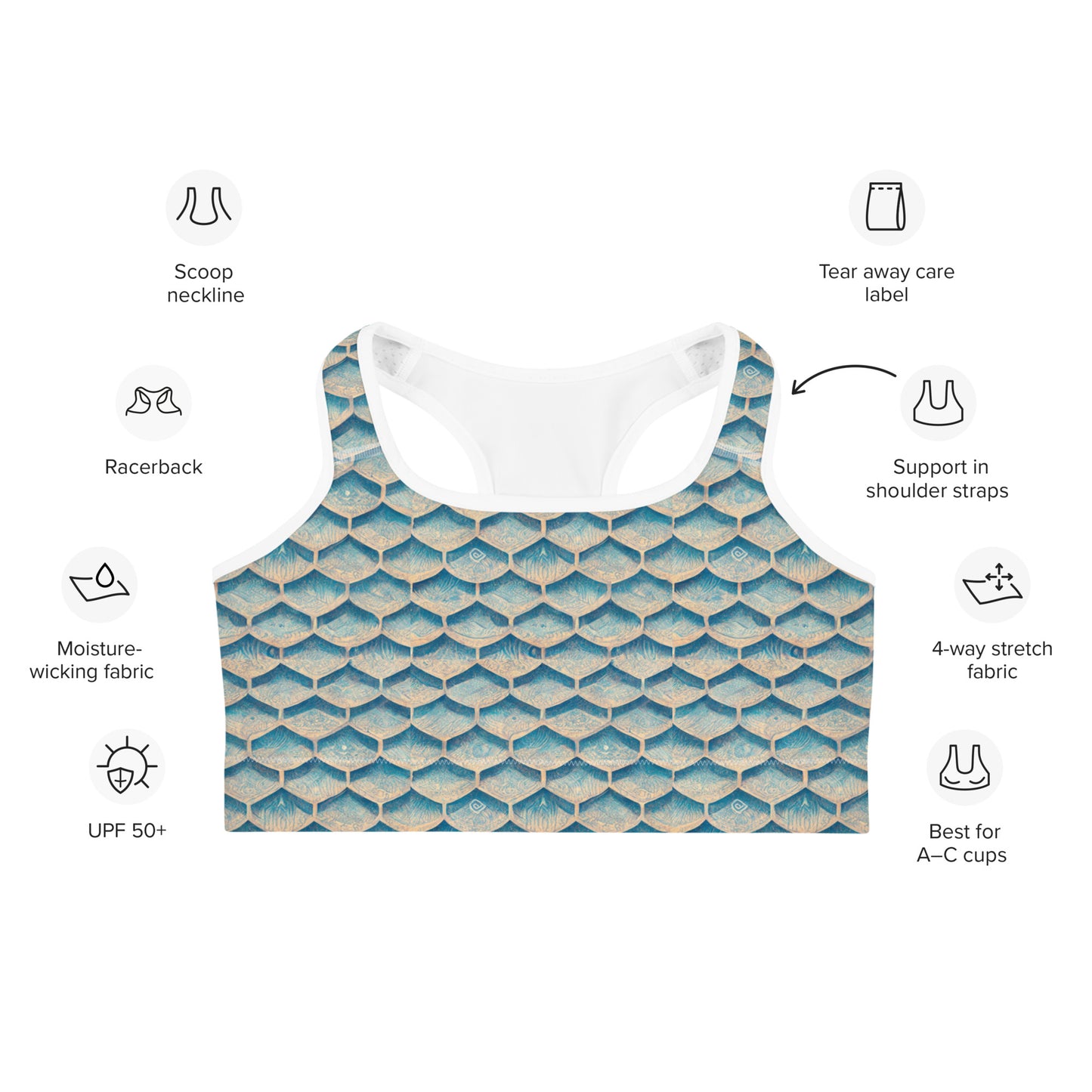 Seafoam Scales Sports bra