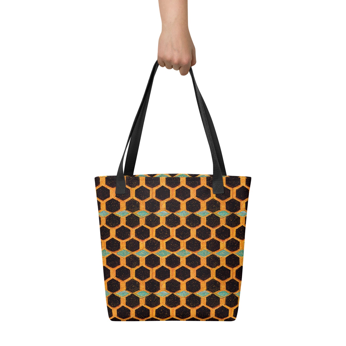 Teal and Gold Bee Bungalow Tote bag