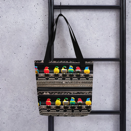 Colorful Birds on a Wire Tote bag