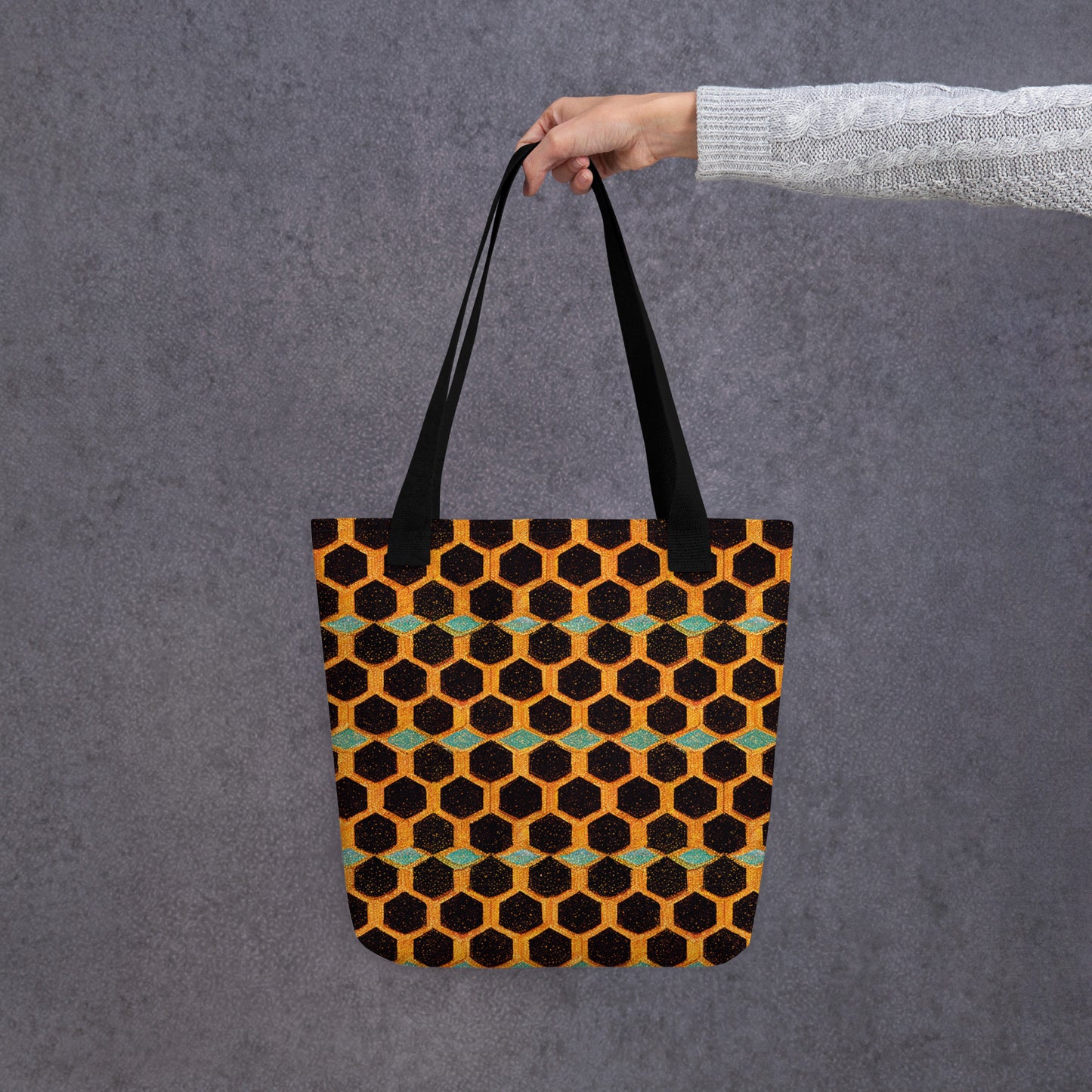 Teal and Gold Bee Bungalow Tote bag