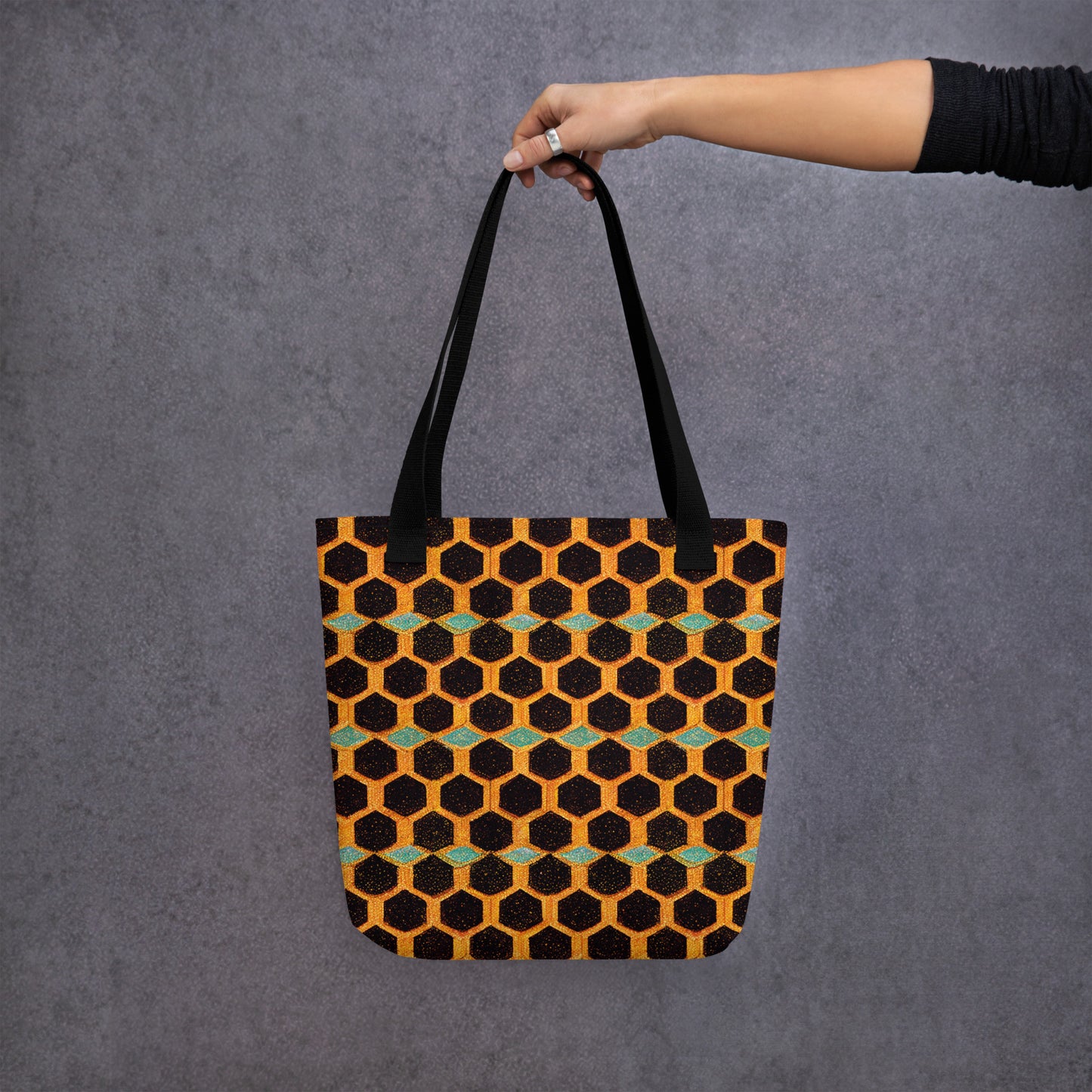 Teal and Gold Bee Bungalow Tote bag