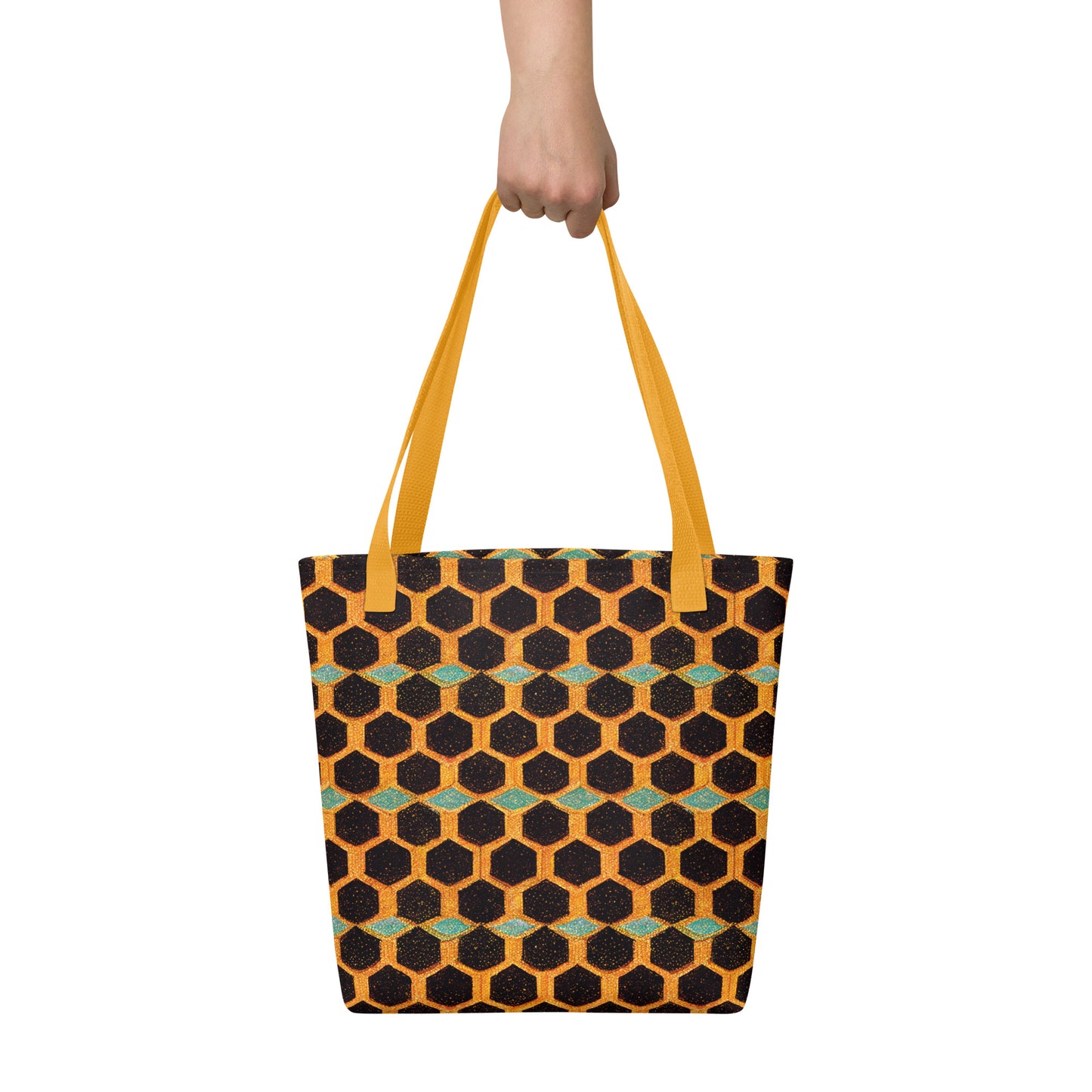 Teal and Gold Bee Bungalow Tote bag