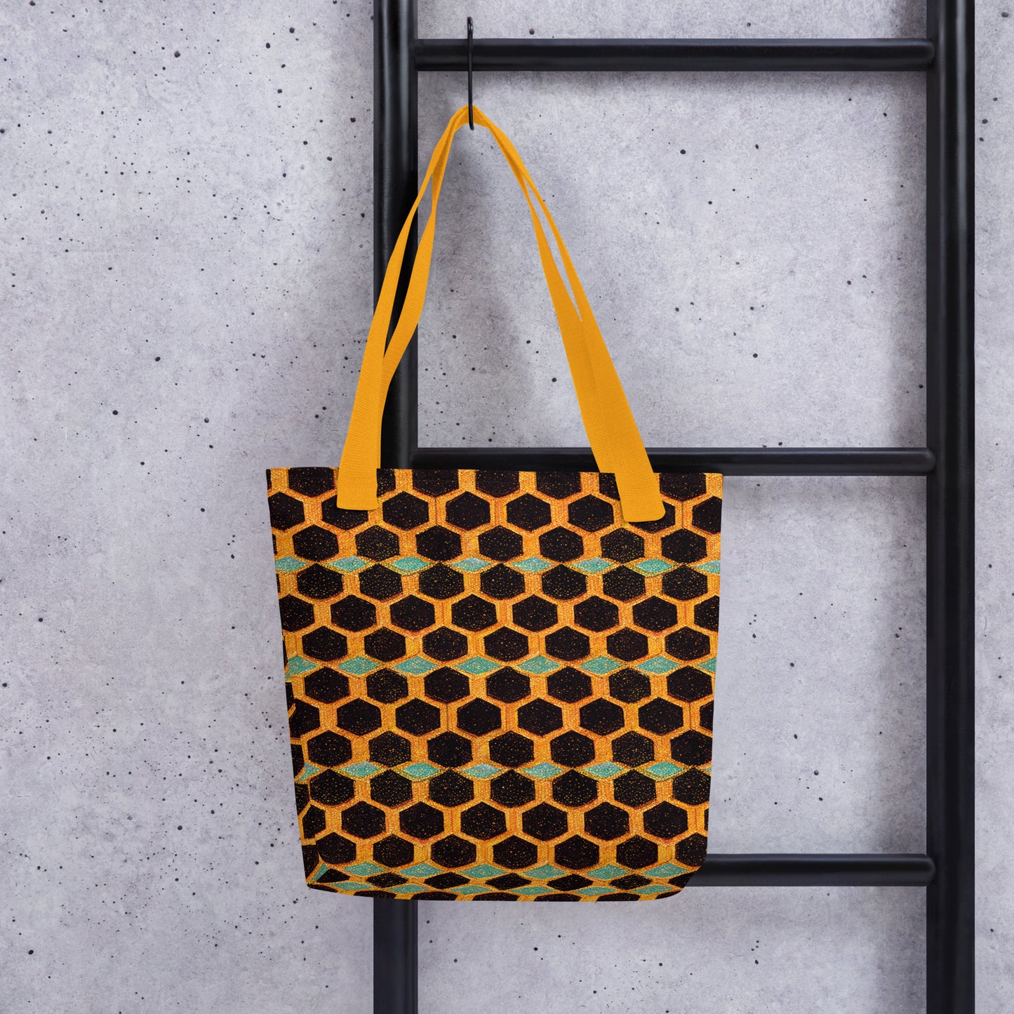 Teal and Gold Bee Bungalow Tote bag