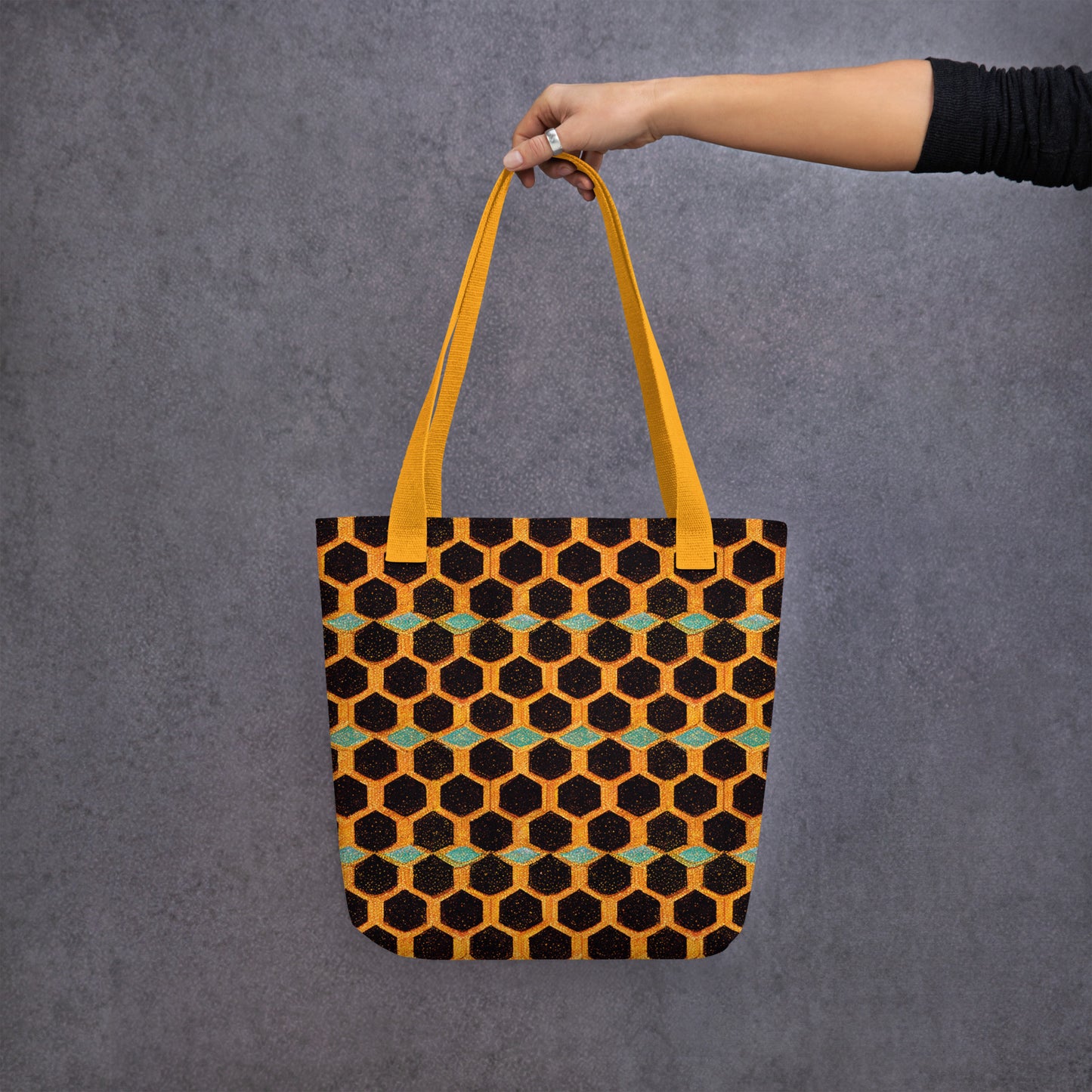 Teal and Gold Bee Bungalow Tote bag