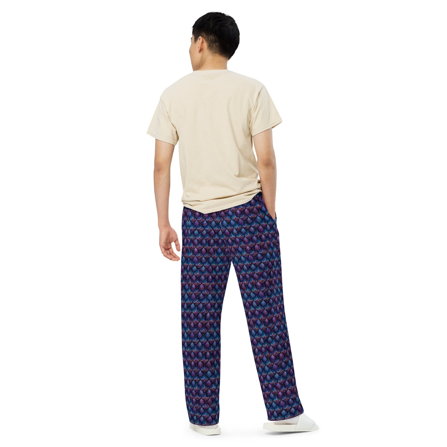 Luminosa, the Radiant Amethyst Drakon Men’s wide-leg pants