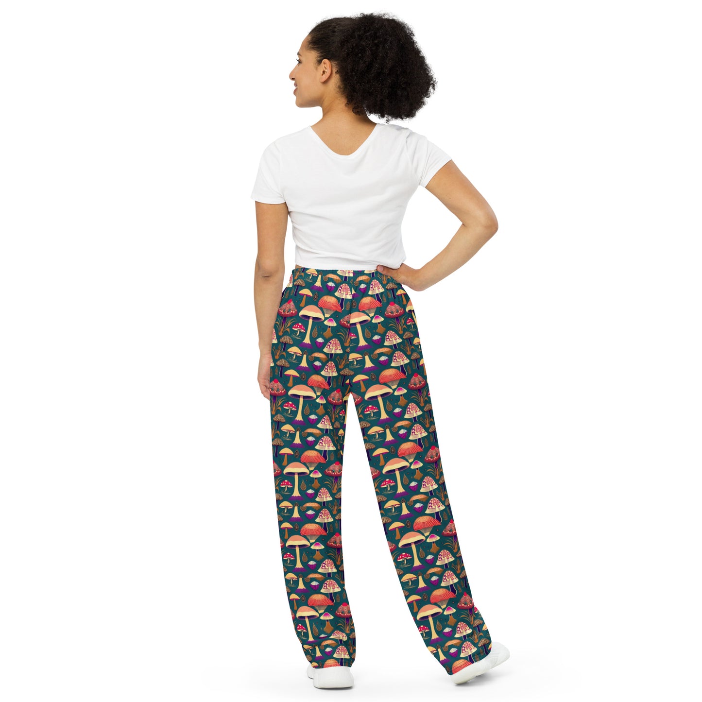 Whimsical Mushrooms Women’s wide-leg pants