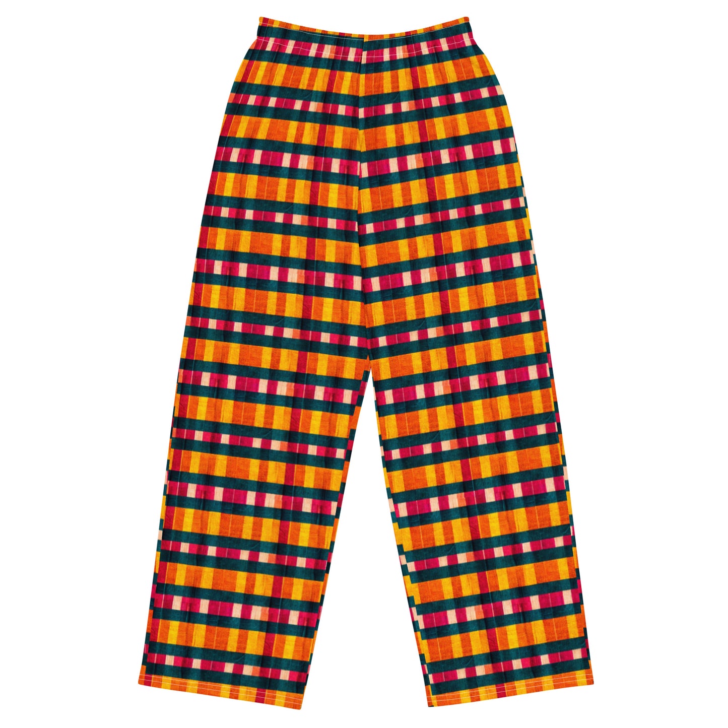 Tropical Fiesta Plaid Women’s wide-leg pants