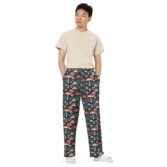 Whimsical Mushrooms Men’s wide-leg pants