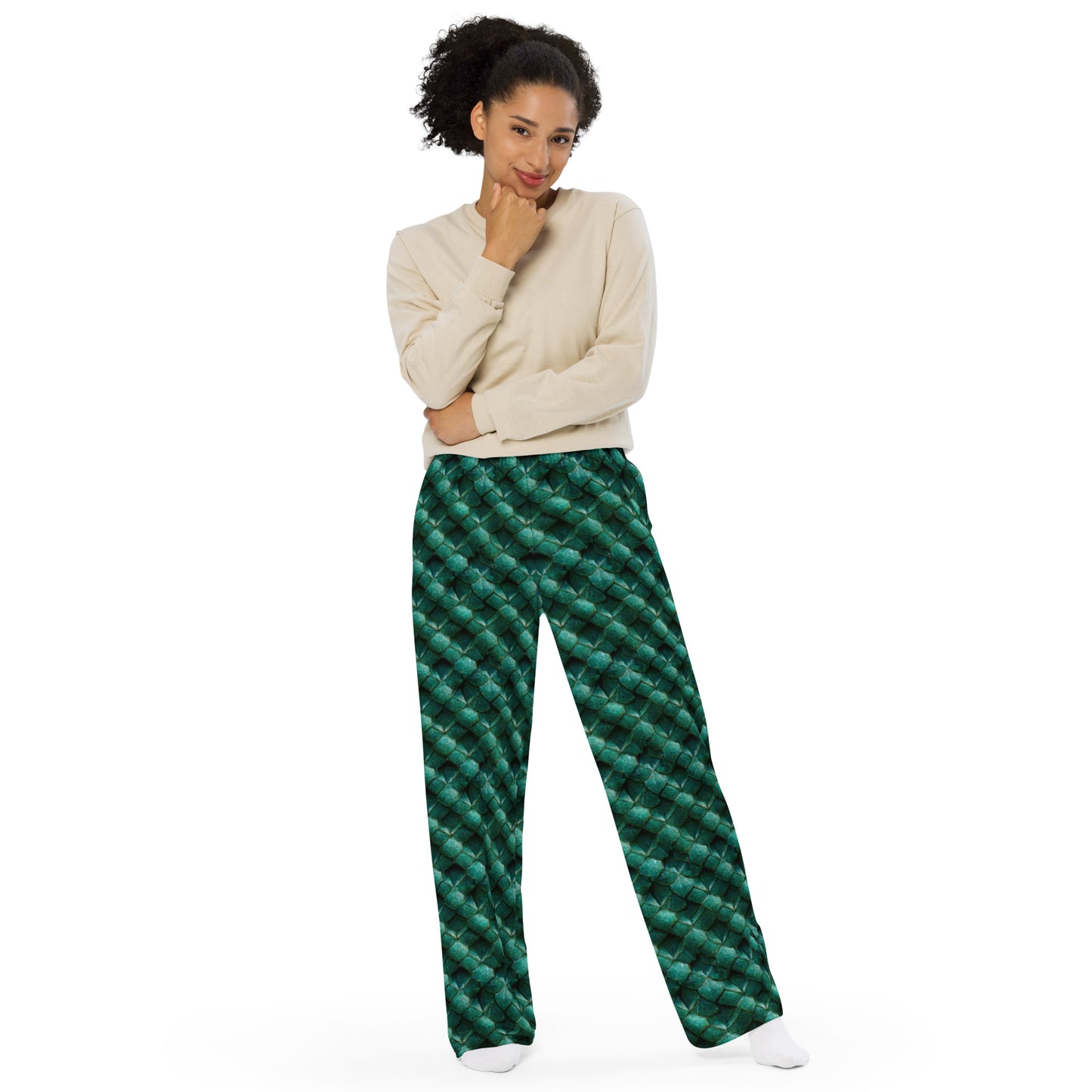 Emeralda the Great Forest Dragon Women’s wide-leg pants