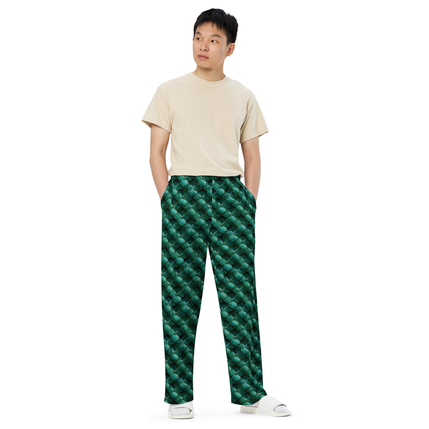 Emeralda the Great Forest Dragon Men’s wide-leg pants