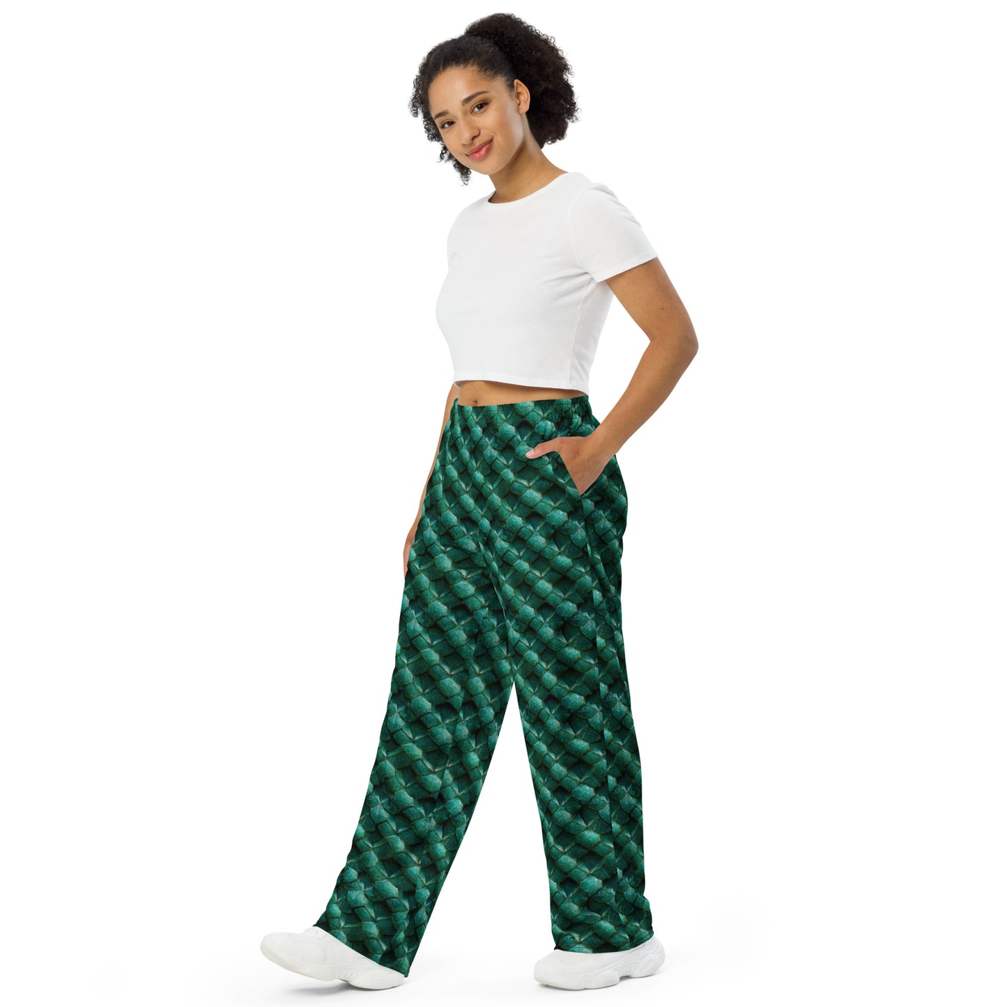 Emeralda the Great Forest Dragon Women’s wide-leg pants