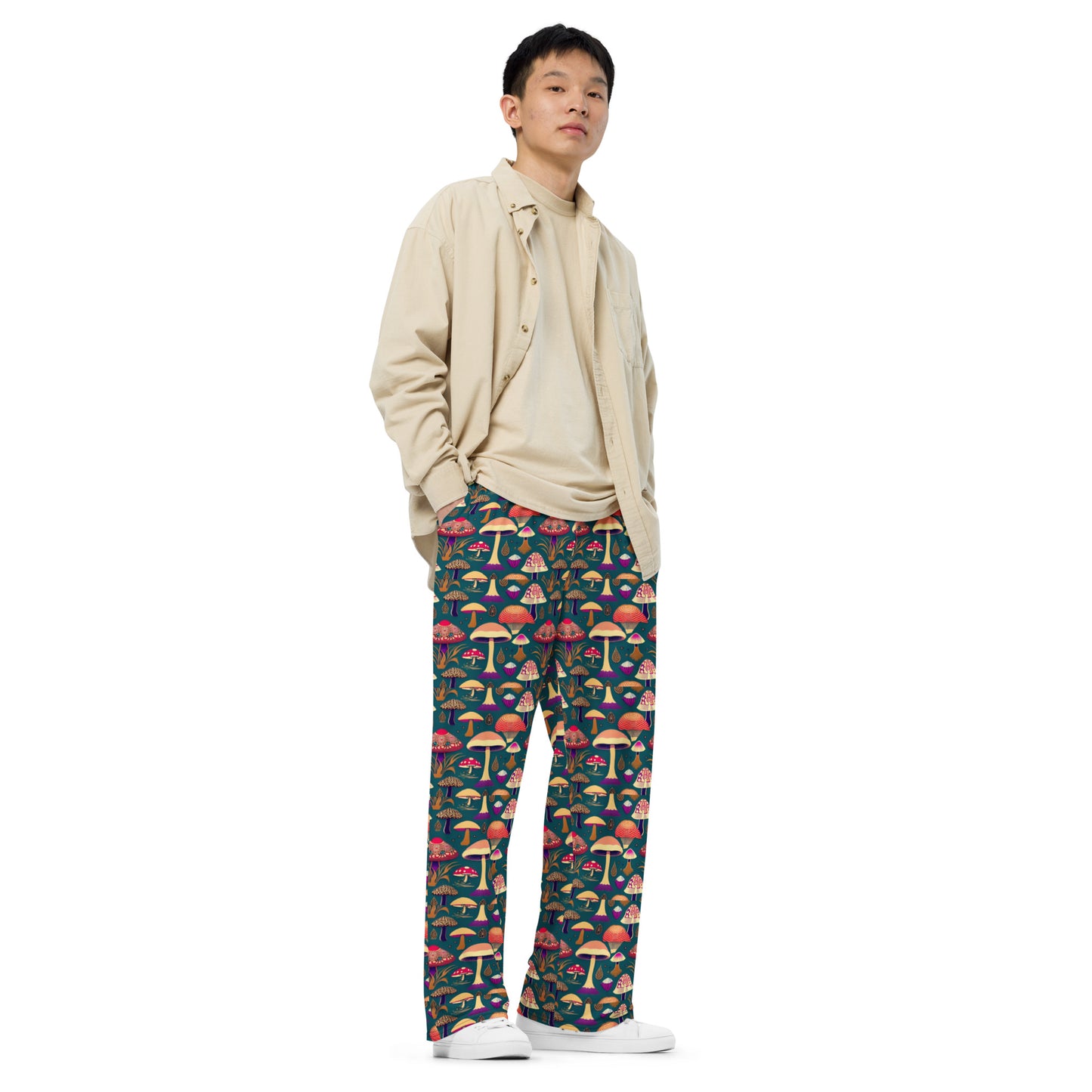 Whimsical Mushrooms Men’s wide-leg pants