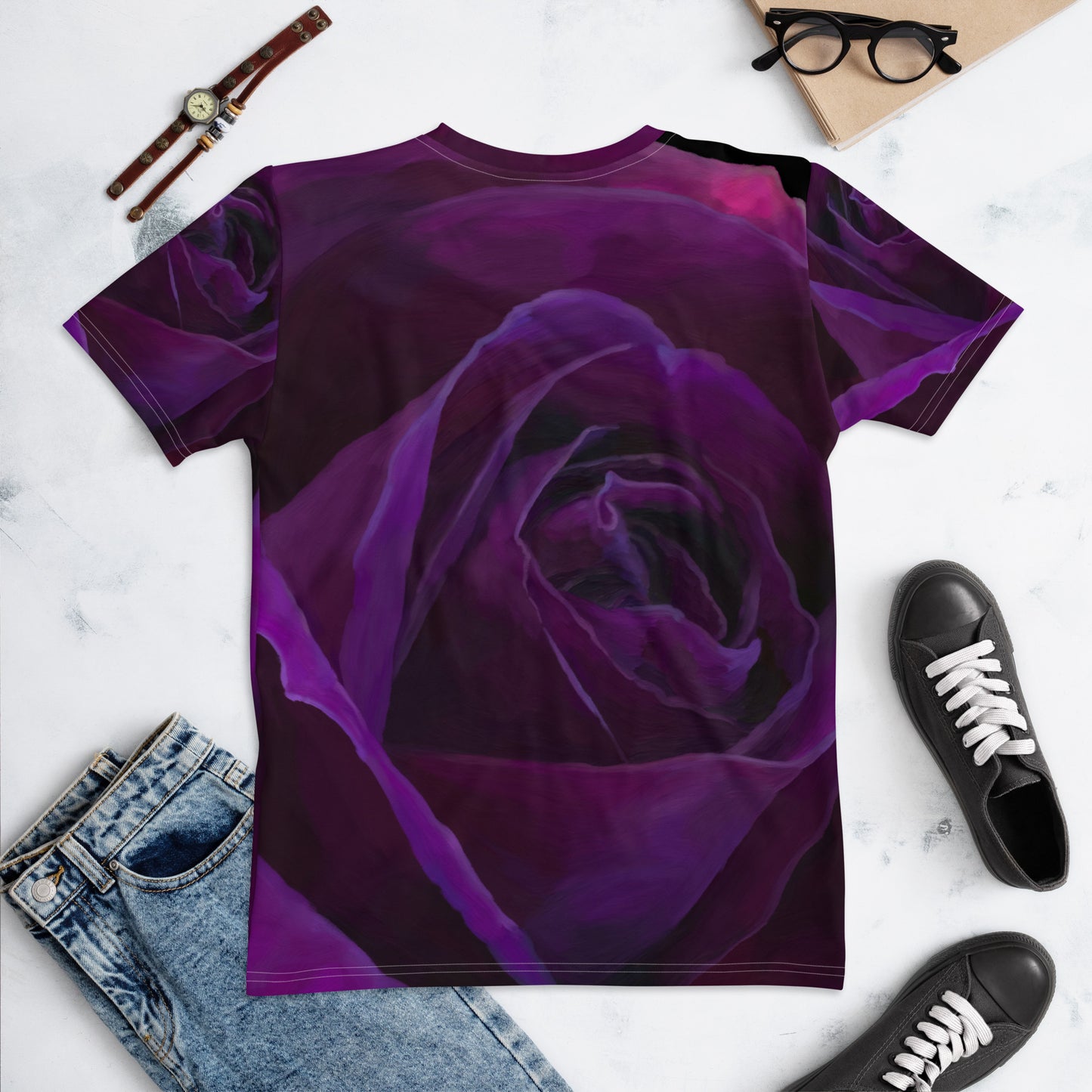 Joey’s Purple Rose on Black Women's T-shirt