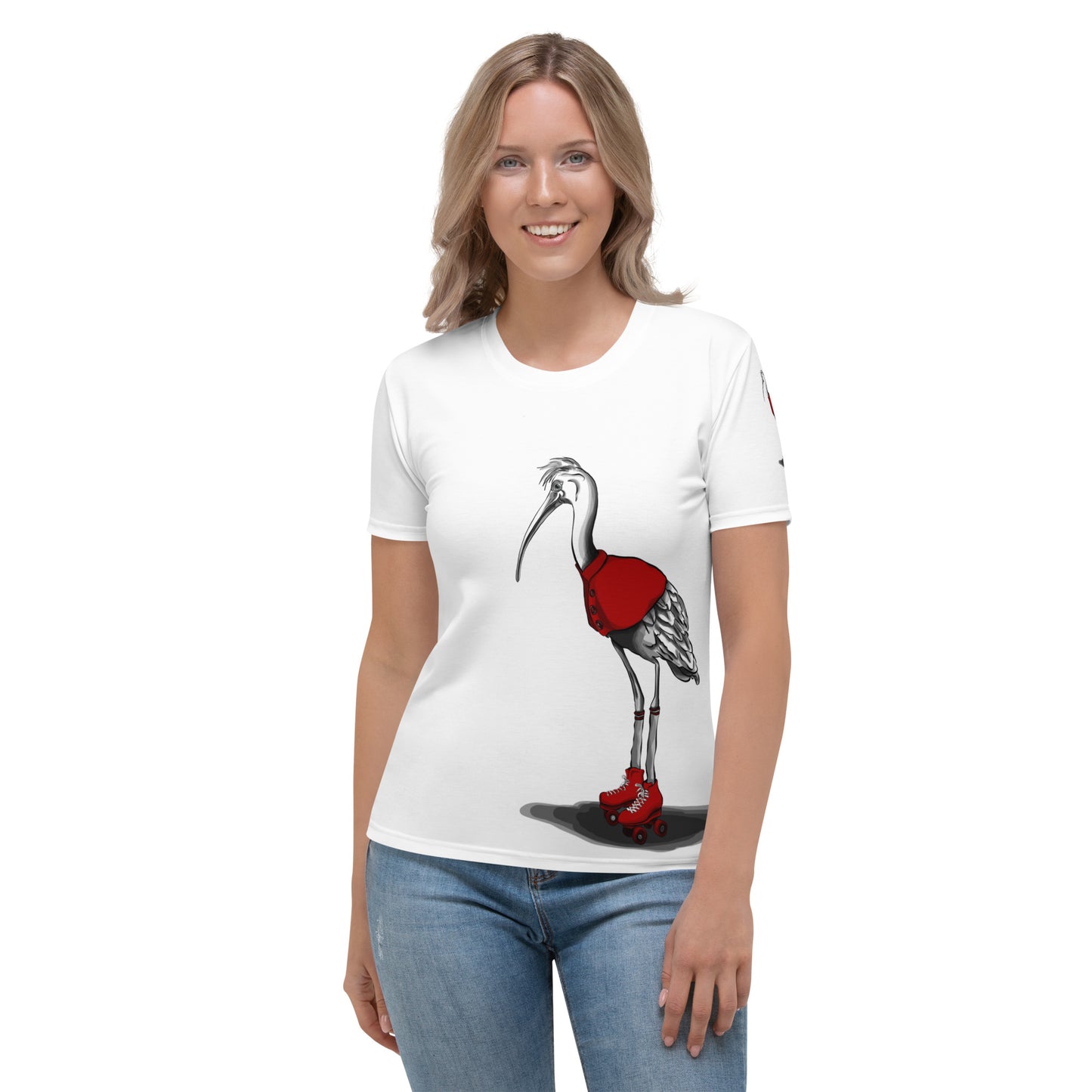 Stork with Roller Skates Women's T-shirt