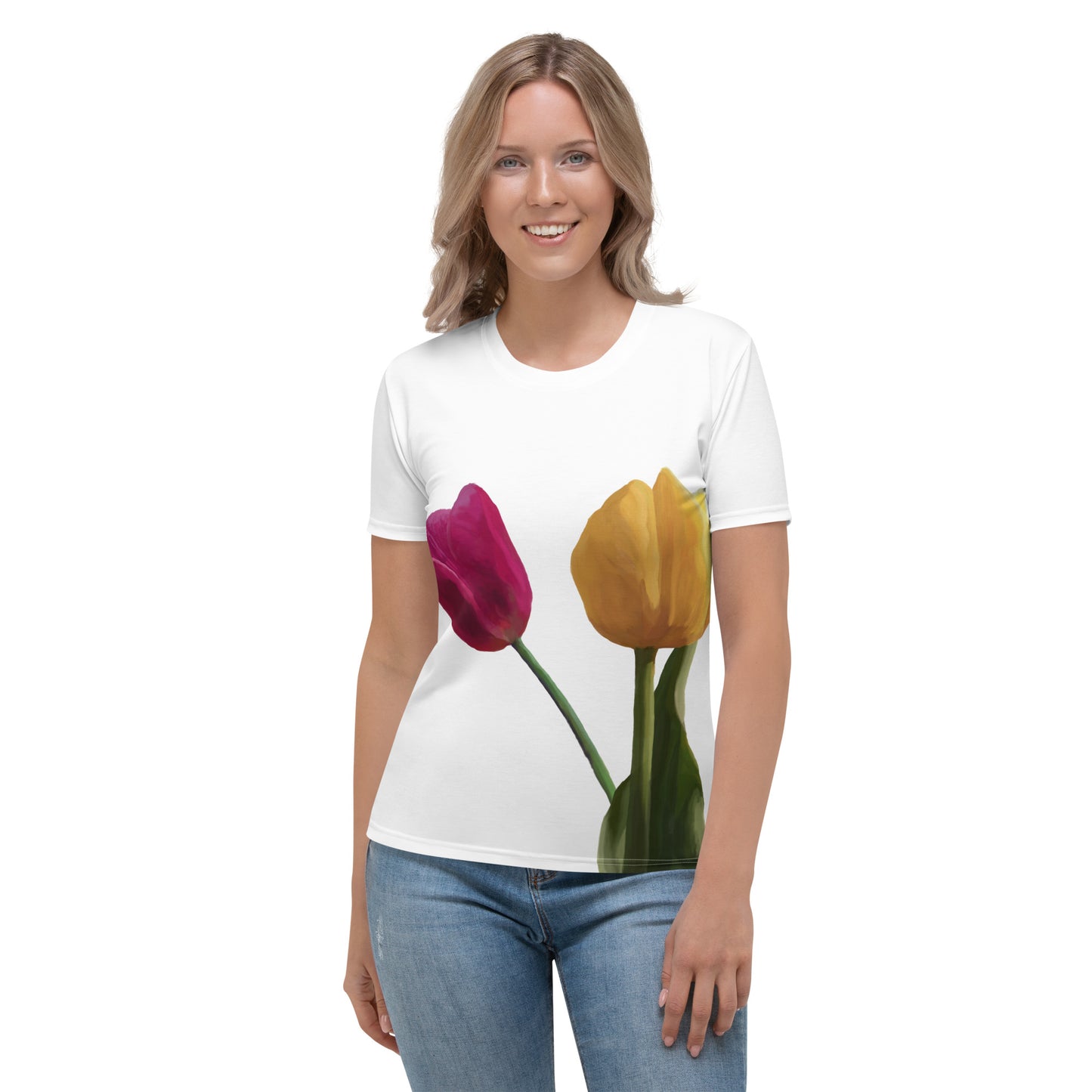 Jermita’s Pink & Yellow Tulip’s Women's T-shirt