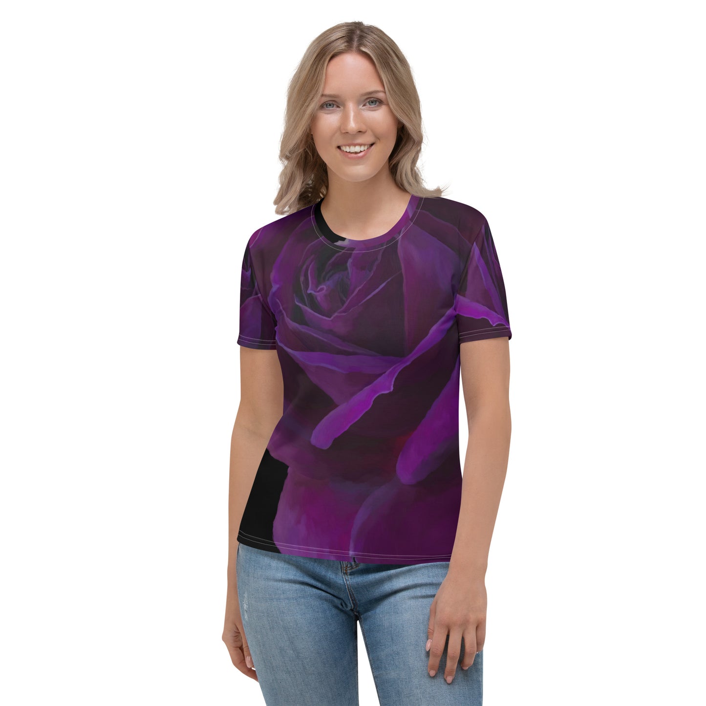 Joey’s Purple Rose on Black Women's T-shirt