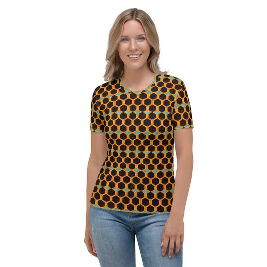 Teal and Gold Bee Bungalow Women's T-shirt