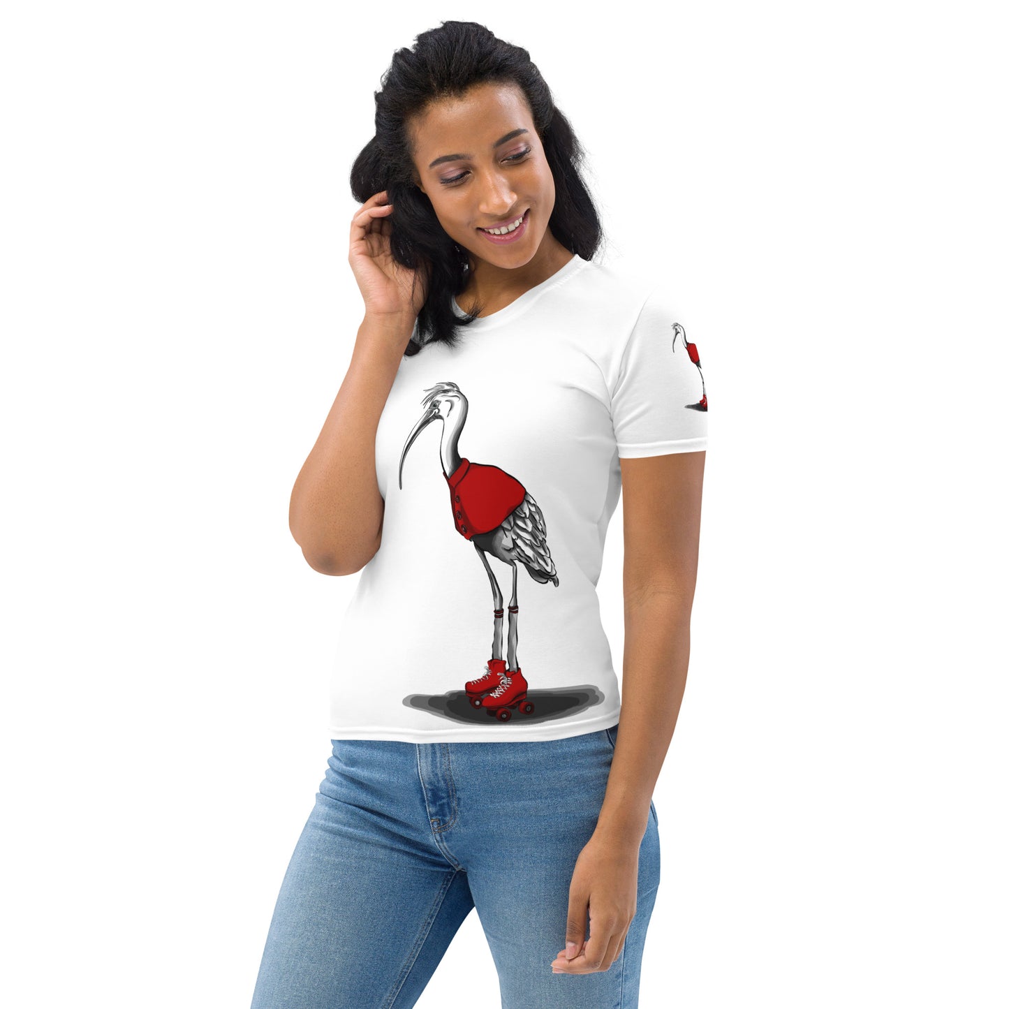 Stork with Roller Skates Women's T-shirt