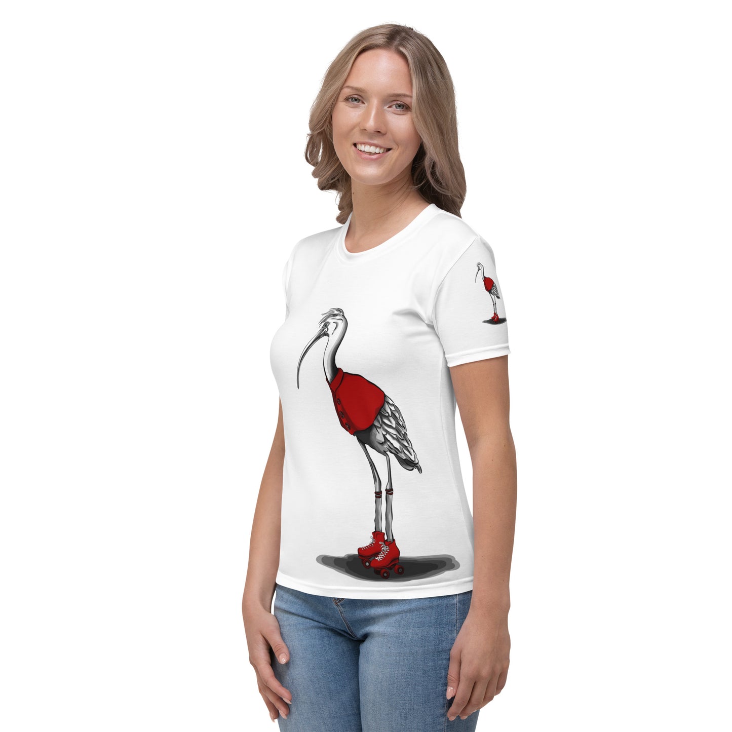 Stork with Roller Skates Women's T-shirt