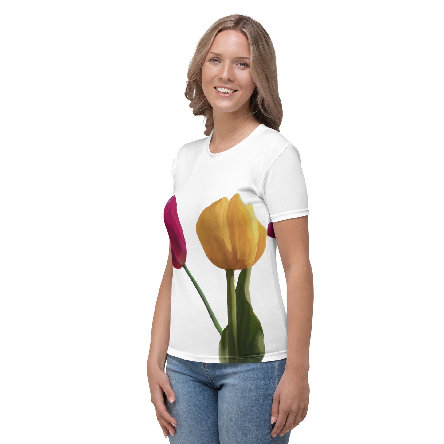 Jermita’s Pink & Yellow Tulip’s Women's T-shirt