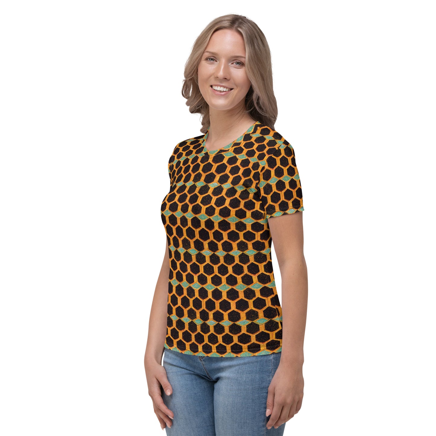 Teal and Gold Bee Bungalow Women's T-shirt